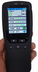 Medidor de calidad de aire aire de aire de calidad de aire PM2.5/PM1.0/PM10 HCHO TVOC Temp Hum formaldehído detector para interiores de aire ambiente semáforo con pantalla LCD a color 